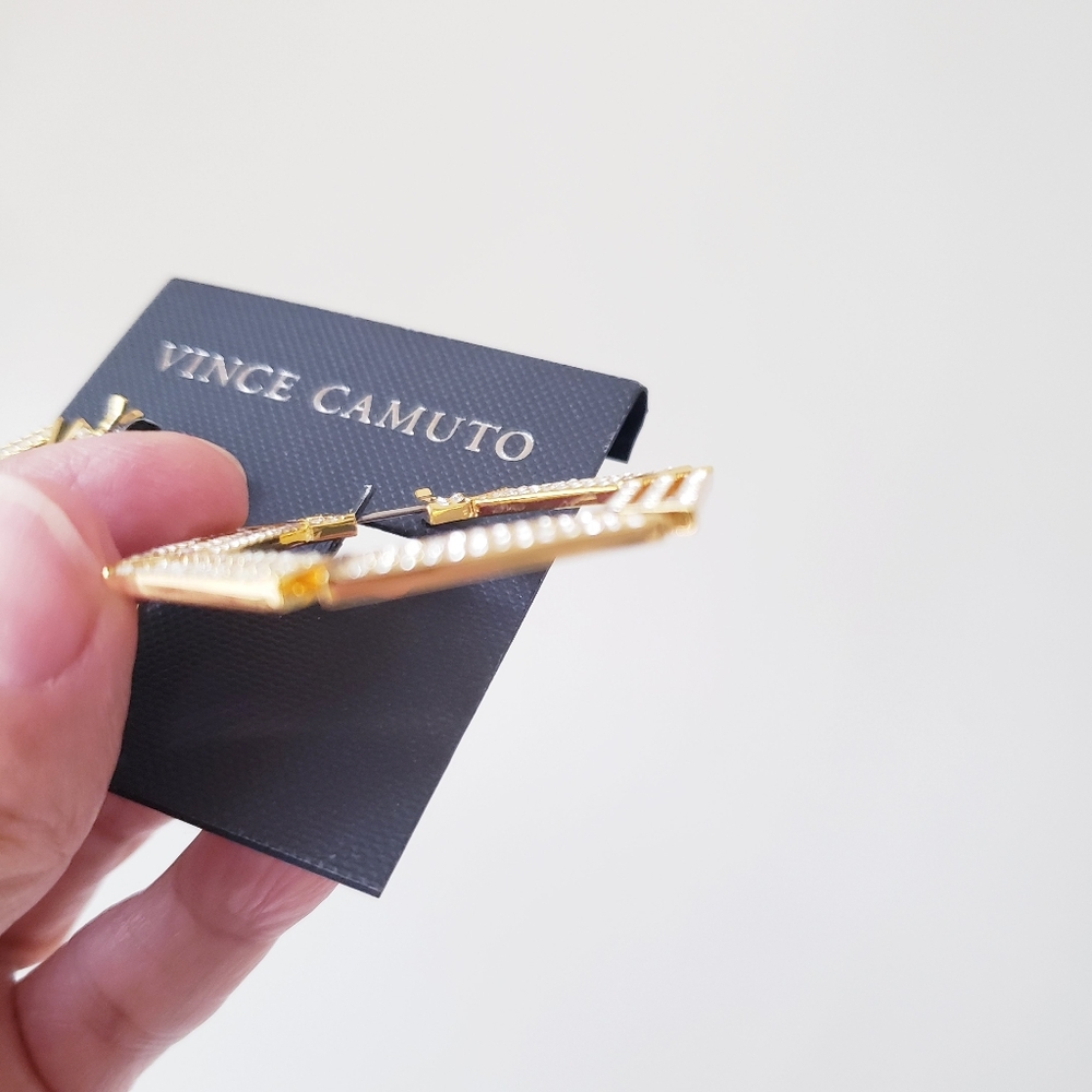 Vince Camuto Gold Hexagon Hoops - Picture 7 of 9